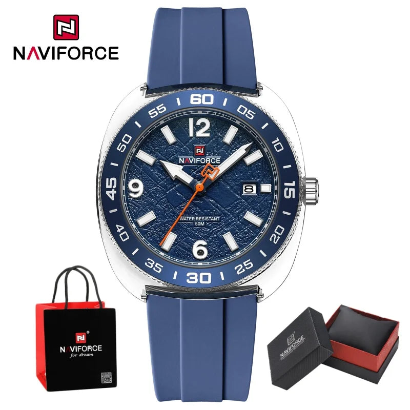 NAVIFORCE Man's Watch Quartz Calendar Luminous 5ATM Waterproof Business Luxury Casual Simple Wristwatch Gifts Box Male NF7132