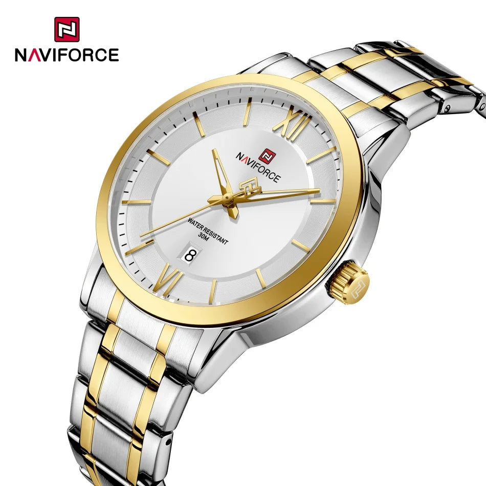 NAVIFORCE Original Watches for Men Military Sports Calendar Clock Luxury Waterproof Quartz Steel Strap WristWatch Reloj Hombre