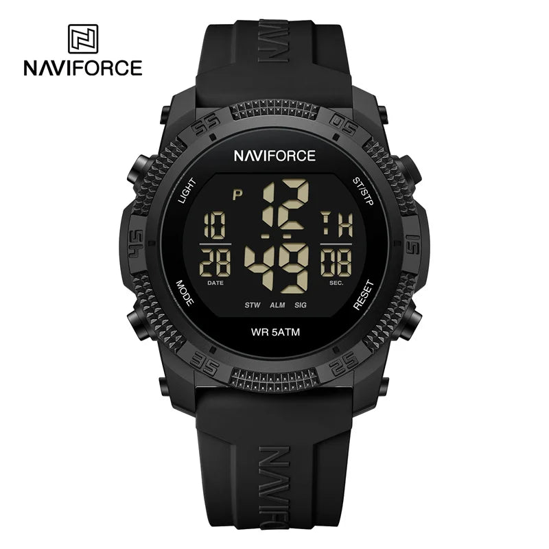 NAVIFORCE Men's Electronic Watch Fashion 5ATM Waterproof Silicone Strap Calendar Male LCD Digital Wristwatch Relogio Masculino