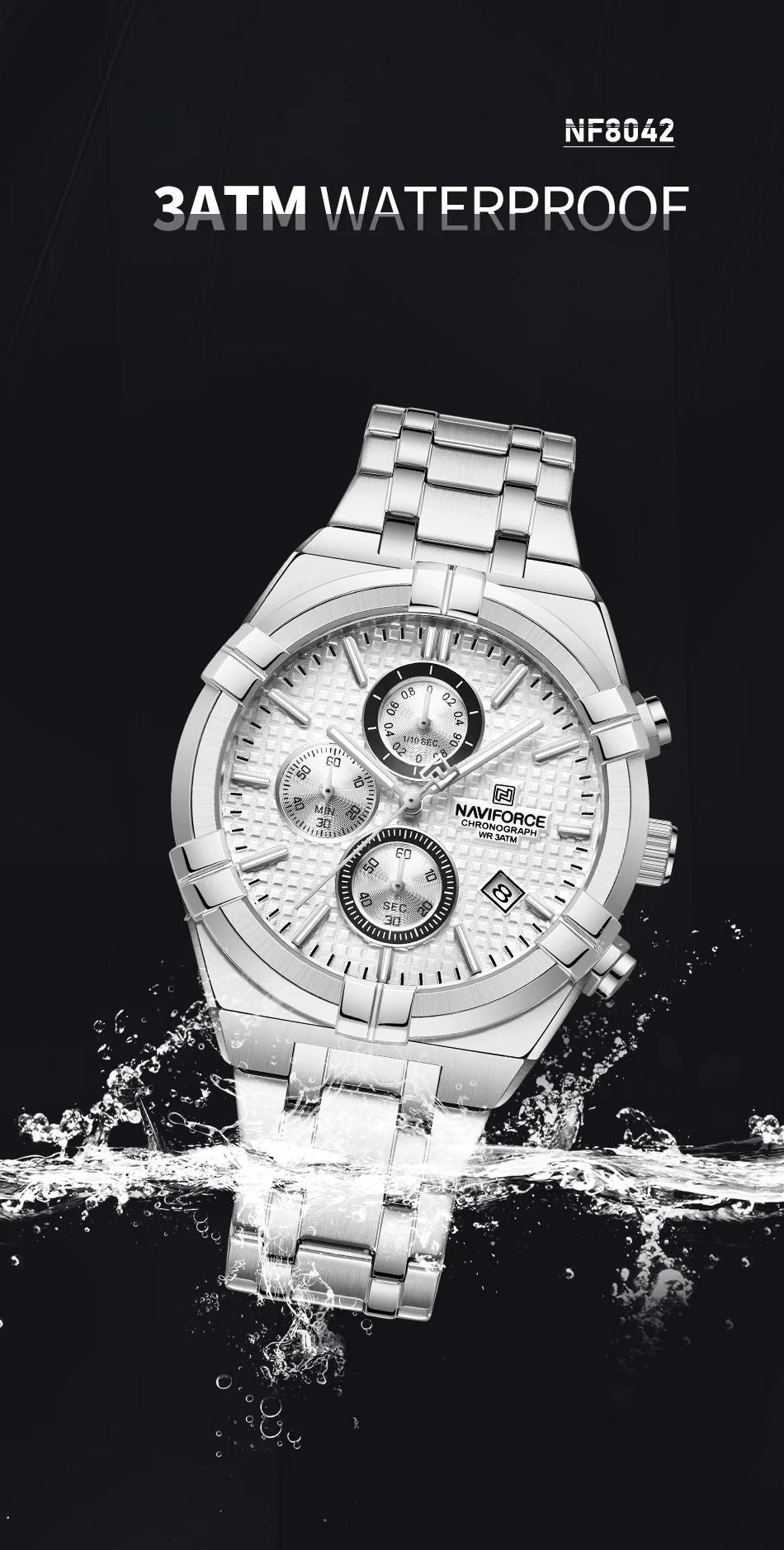 NAVIFORCE Original Men's Watches Waterproof Classics Quartz Wristwatches Stainless Steel Luminous Chronograph Clock 2023 Trend
