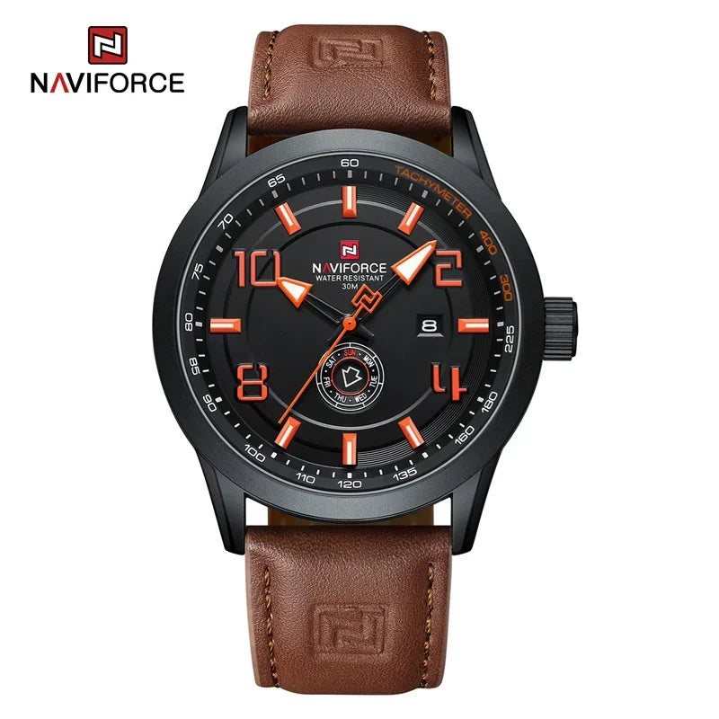 NAVIFORCE Watches for men Fashion Sports PU Strap 30m Waterproof Quartz Calendar Display Wristwatch Male Gift Relogio Masculino