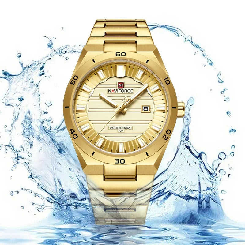 NAVIFORCE Men Quartz Watch Date Display Luminous Waterproof Steel Strap Original Fashion Father's Day Wristwatch Gift Box NF9268
