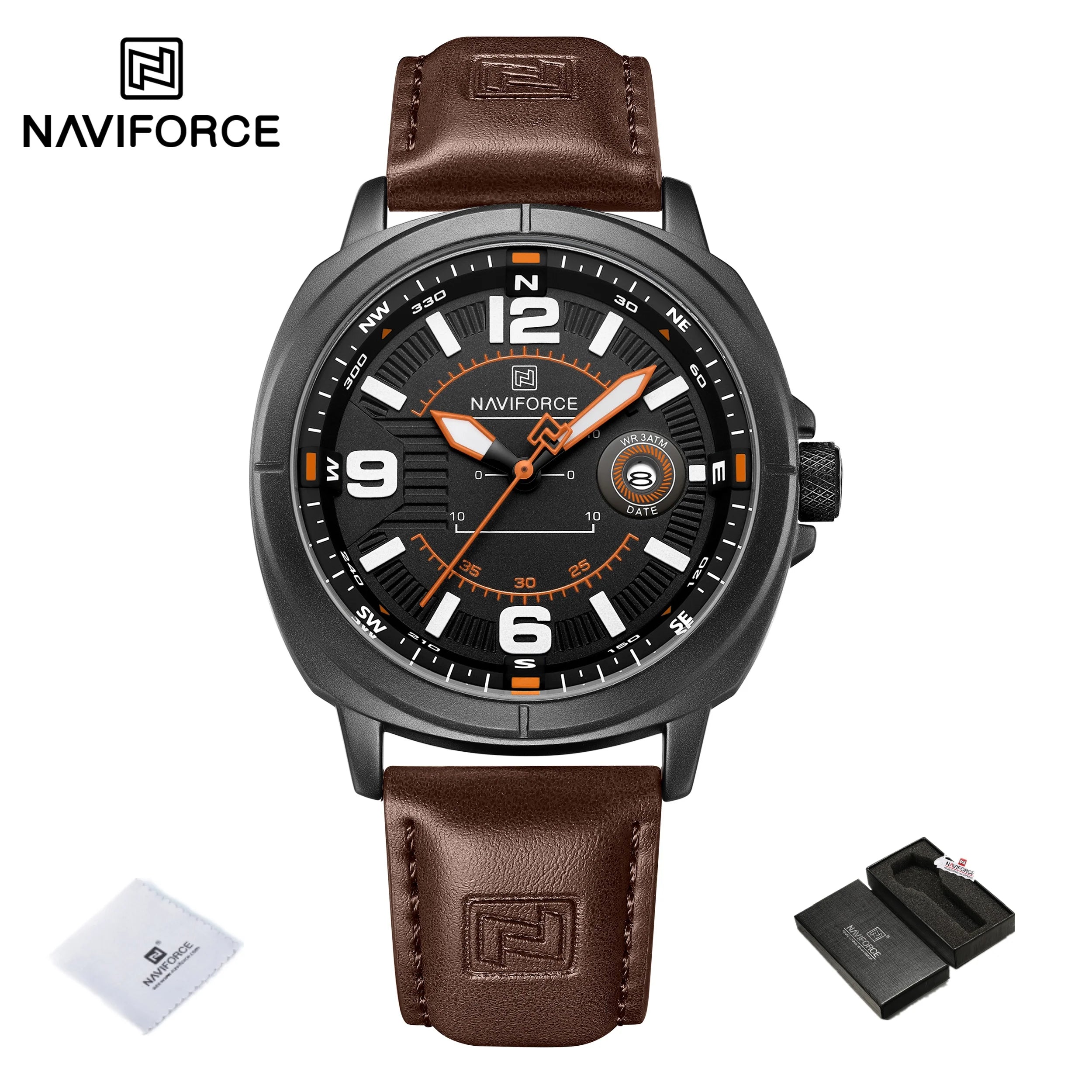 NAVIFORCE New Watches for Men Quartz Calendar 3ATM Waterproof Clocks High Quality PU Strap Male Business Wristwatch Reloj Hombre