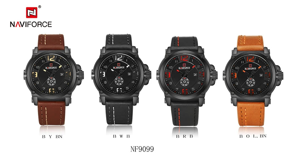 Top Brand NAVIFORCE Men's Army Military Leather Quartz Watch Male Waterproof Clock Boy Sports Watches Relogio Masculino Gifts