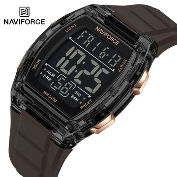 NAVIFORCE Men's Watch Alloy Dial Analog LCD Digital Display Sport Waterproof Quartz Wristwatch Date Chronograph Luminous Clock