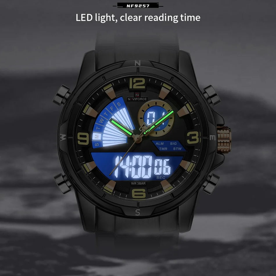 NAVIFORCE Men Watch Steel Band Men's Wrist Watch Casual Sports Multifunction Waterproof big dial Chronograph Day and Date Clock
