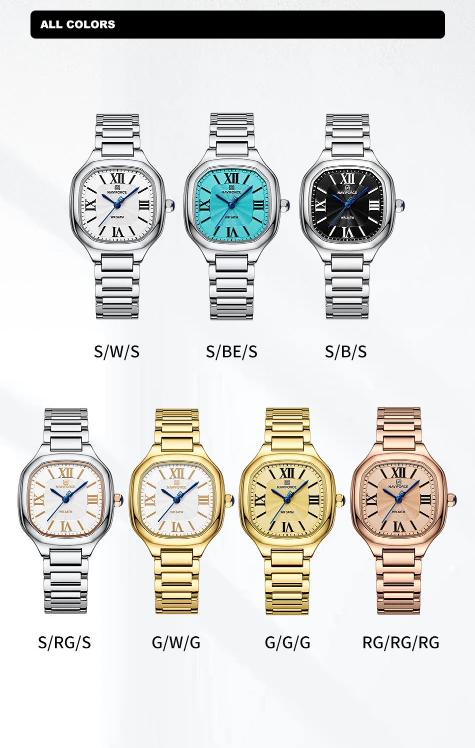 NAVIFORCE Women's Casual Watch Stainless Steel Bracelet Fashion Business Waterproof Quartz Wristwatches Ladies' Relogio Feminino