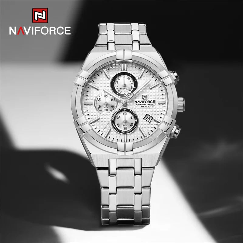 NAVIFORCE Original Men's Watches Waterproof Classics Quartz Wristwatches Stainless Steel Luminous Chronograph Clock 2023 Trend