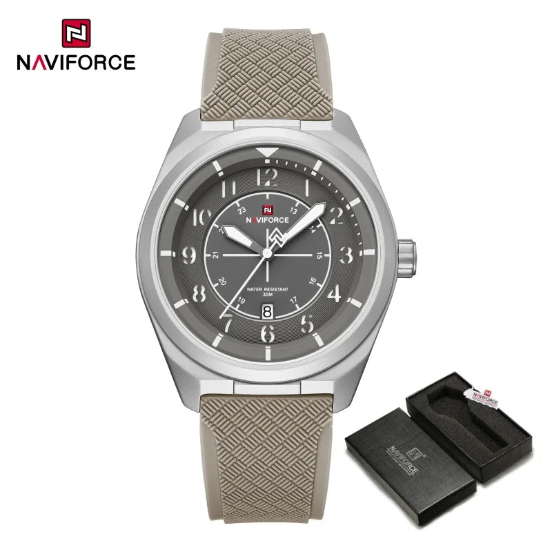 NAVIFORCE Men Quartz Watch 30M Waterproof Sports Luminous Wristwatch Fashion Silicone Strap Daily Casual Watches Reloj Hombre