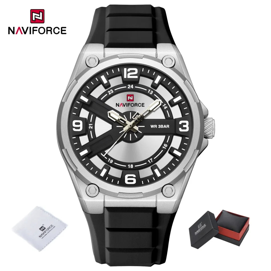 NAVIFORCE Vintage Men Watch Luxury Quartz Wristwatch Waterproof watches Fashion Style Retro Silicone Men Watch Relogio Masculino