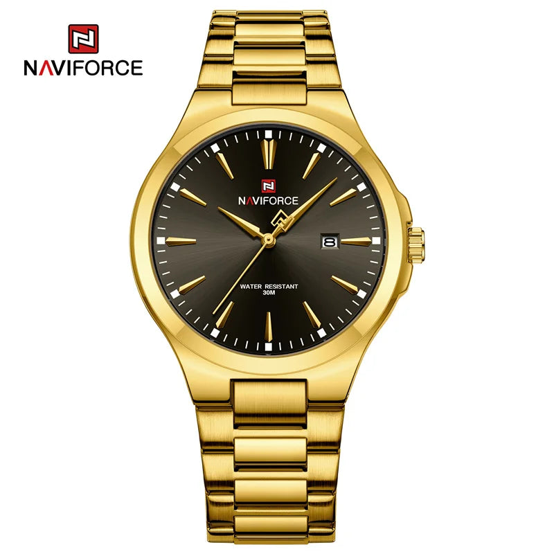 NAVIFORCE Original Fashion Watches for Men Stainless Steel Simple Elegant Clock Male Waterproof Wrist Watch Relogio Masculino