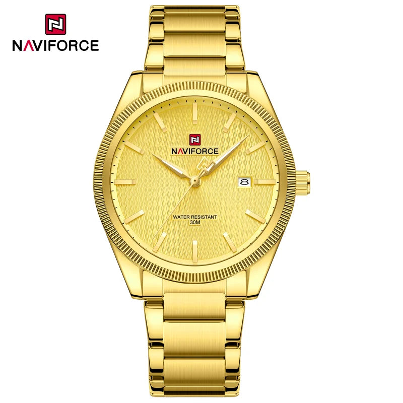 NAVIFORCE Fashion Watches for Men Luxury Business Stainless Steel Strap Quartz Wristwatches Waterproof Calendar Luminous Clock