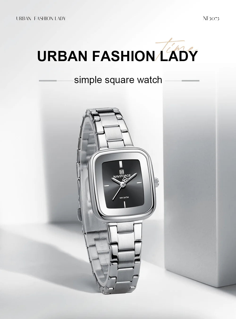 NAVIFORCE Unique Square Watches for Women 30M Waterproof Women's Stainless Steel Watches Sports Fashion Ultra Light Girls' Watch
