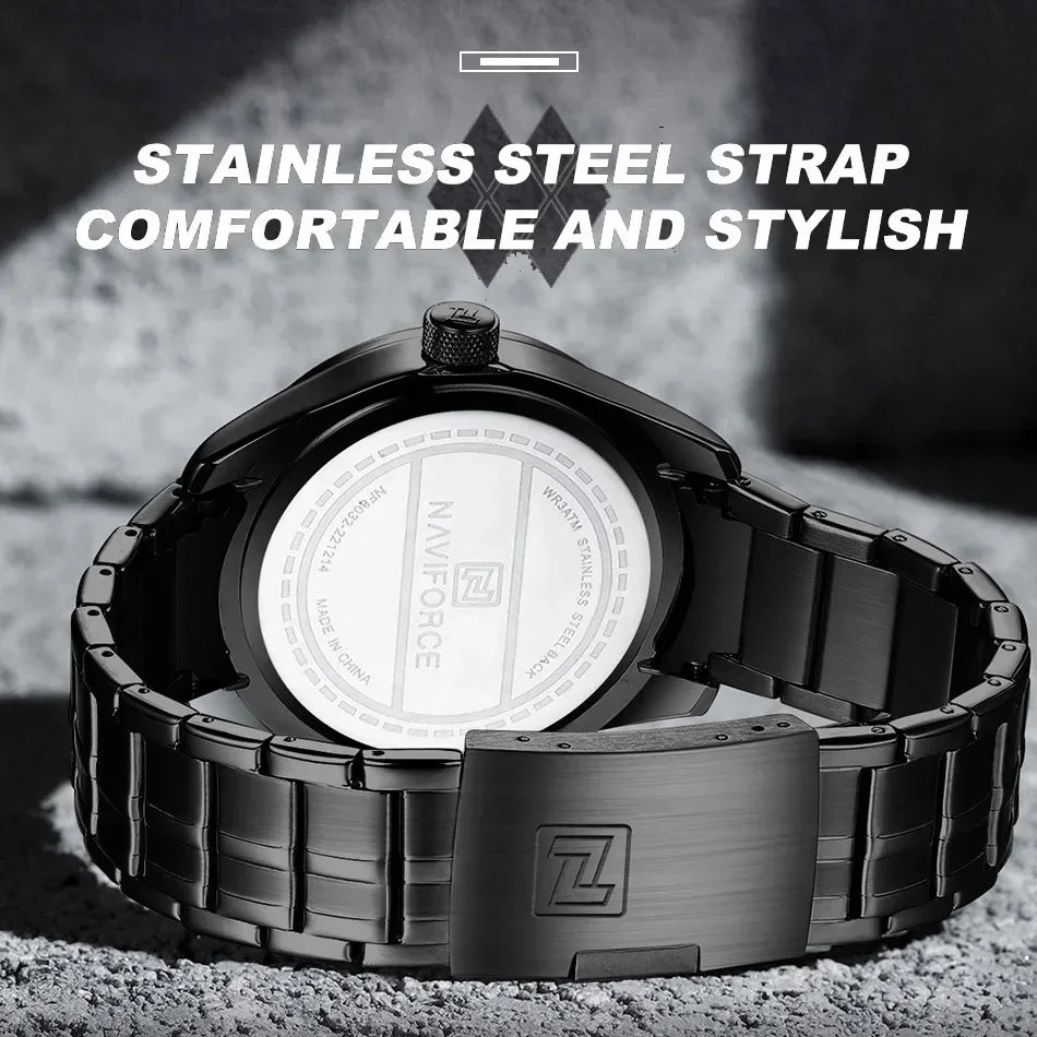 NAVIFORCE New Style Men's Quartz Business Watch Waterproof Sports Casual Stainless Steel Strap Men Date Clock Relogio Masculino