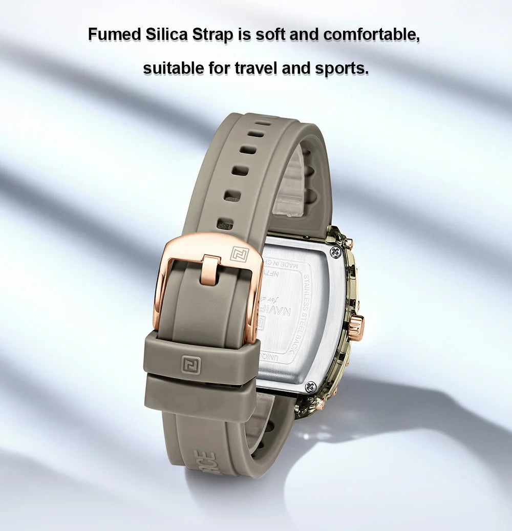 NAVIFORCE Ladies Wristwatches Fashion Comfortable Silicone Strap Date Women's Watches Quality Waterproof Female Luminous Clock