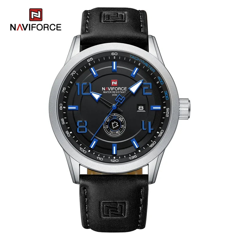 NAVIFORCE Watches for men Fashion Sports PU Strap 30m Waterproof Quartz Calendar Display Wristwatch Male Gift Relogio Masculino