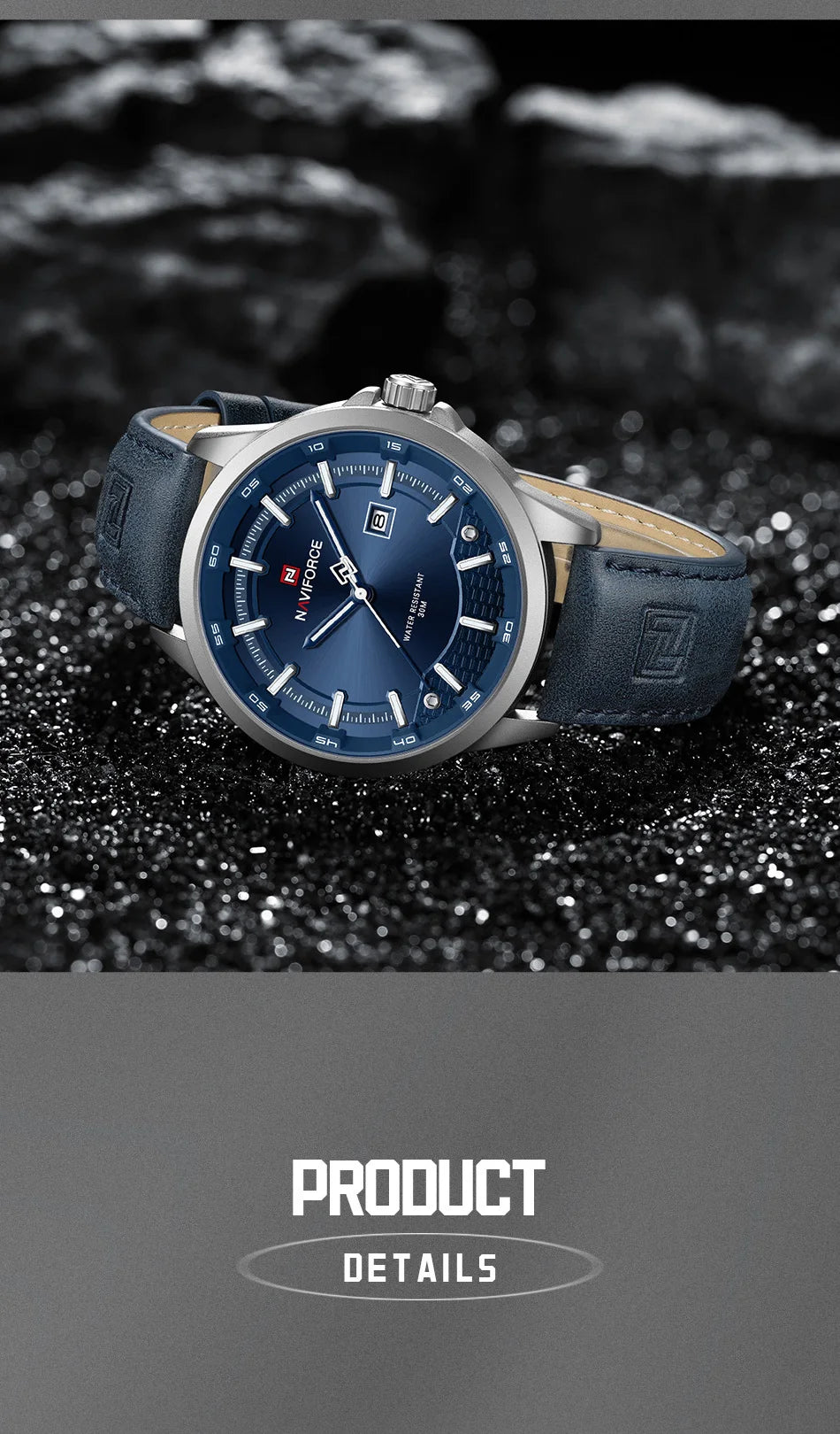 NAVIFORCE Watches For Men Quartz Auto Date Waterproof Leather Strap Male Casual Fashion Daily Wear Business Man's Clocks NF9248L