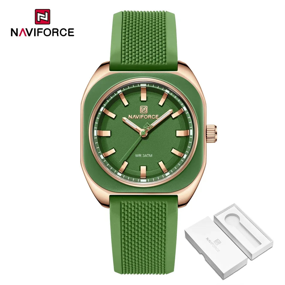 NAVIFORCE Simple Women Watches Luxury Design Silicone Watch Ladies Quartz Wristwatch Womens Polygon Dial Luminous Reloj Mujer