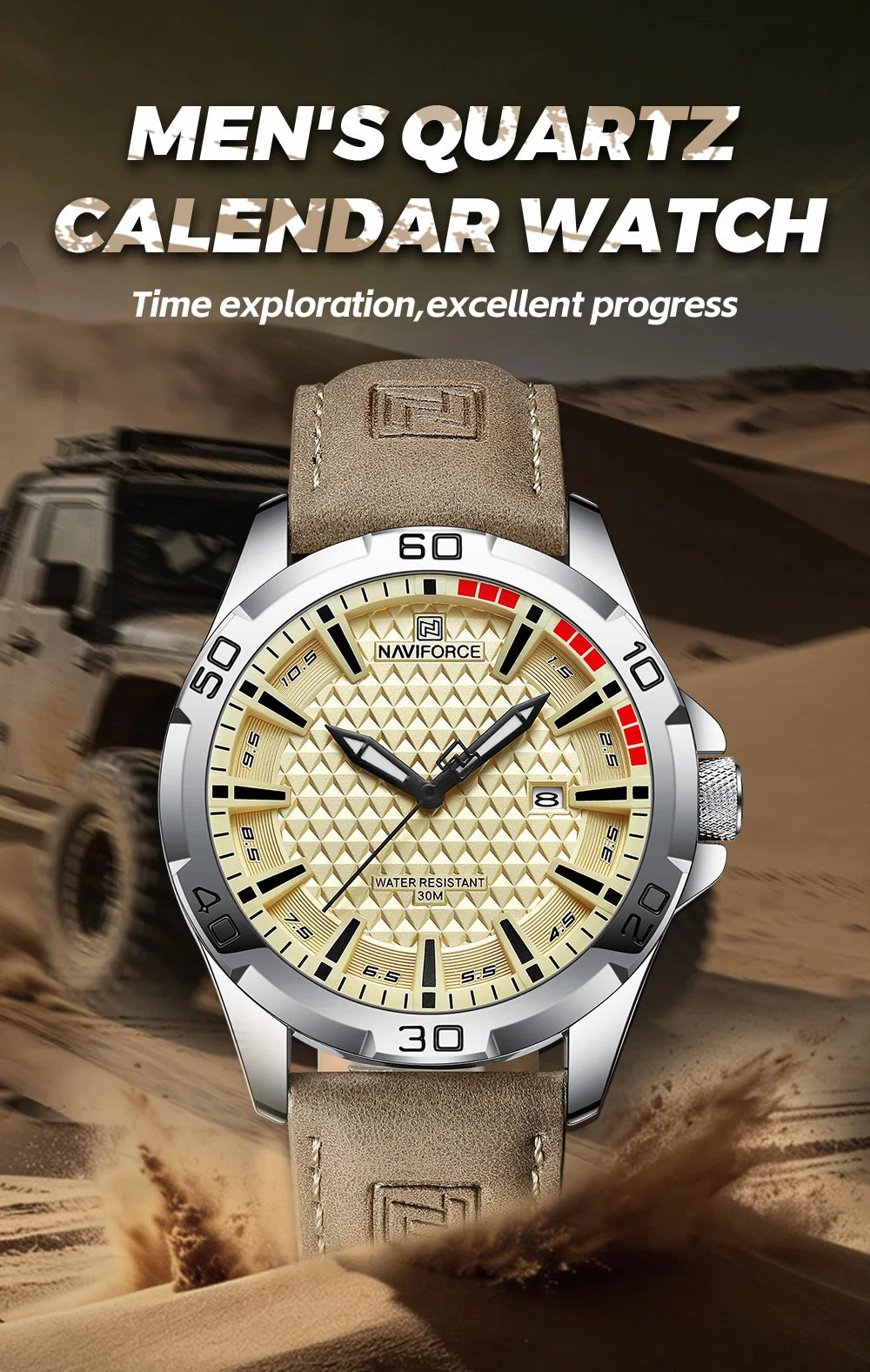 Naviforce Brand Sports Men Watches Leather Band Male 30m Waterproof Military Wristwatch Quartz Date Clock Relogio Masculino 2023