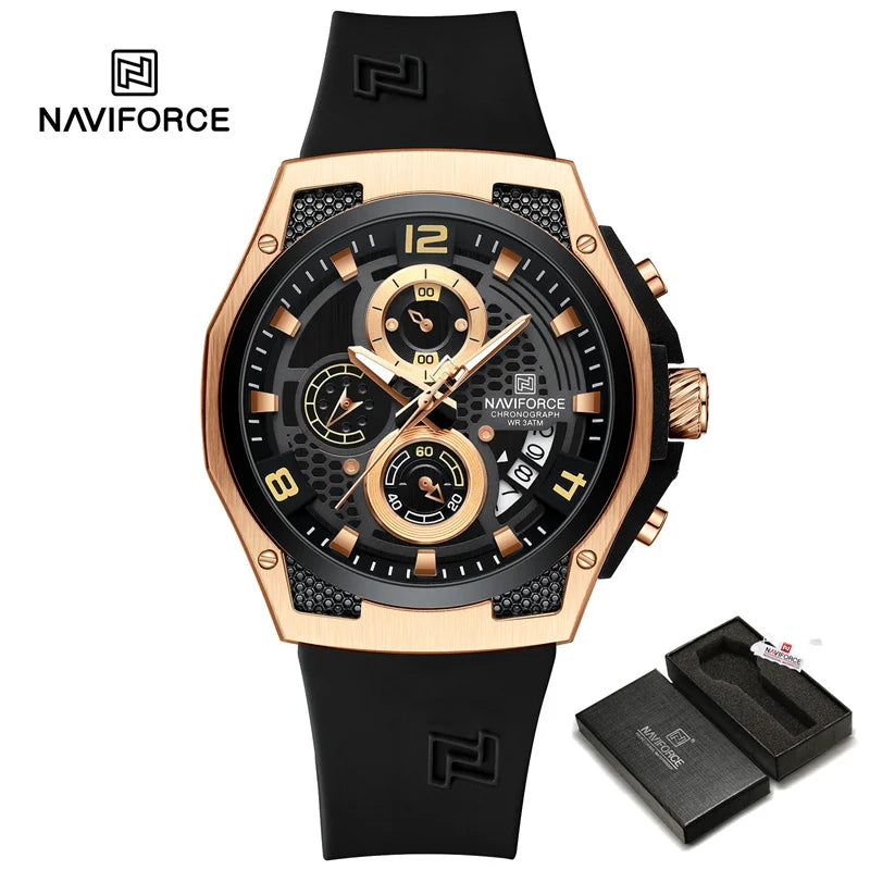 NAVIFORCE Original Watches for Man Silicone Strap Waterproof Men Quartz Wrist Watch Casual Sport Date Display Clock Reloj Hombre