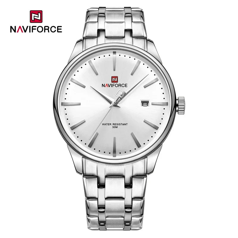 Top Brand NAVIFORCE Men's Calendar Watch Waterproof Fashion Business Stainless Steel Strap Quartz Wristwatches Relogio Masculino