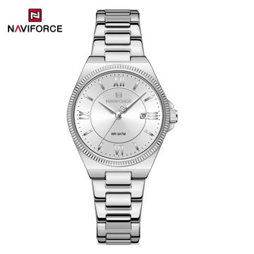 NAVIFORCE Women's Wristwatch Quartz Calendar 30M Waterproof Steel Band Fashion Daily Dress Elegant Ladies Watch Relogio Feminino