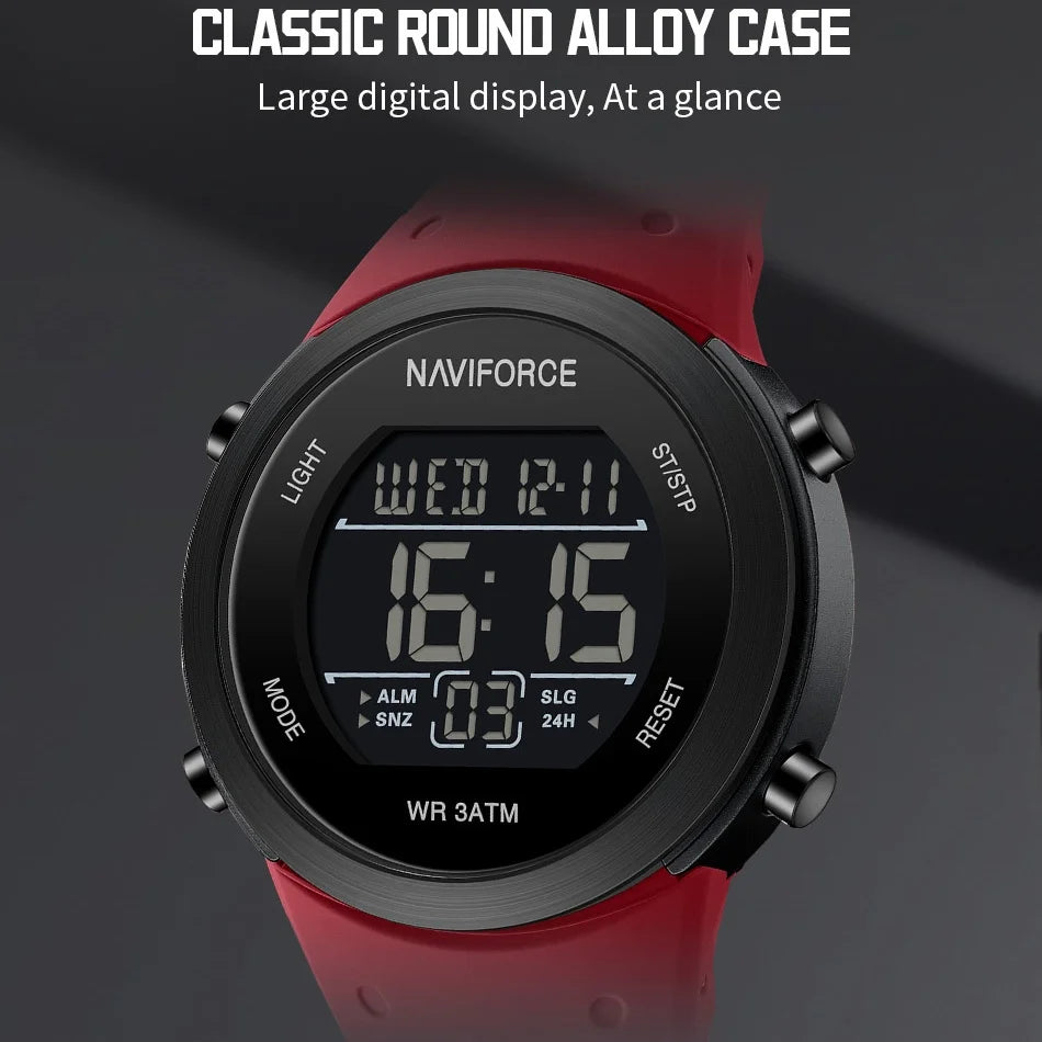 NAVIFORCE Brand Men Watches Luxury Comfortable Silicone Strap Electronic Day and Date Display Clock Waterproof Men Wristwatches