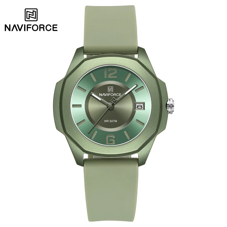 High Quality NAVIFORCE Women's Luxury Elegant Quartz Watch Simple Style Silicone Strap 3ATM Waterproof Wristwatches Reloj Mujer