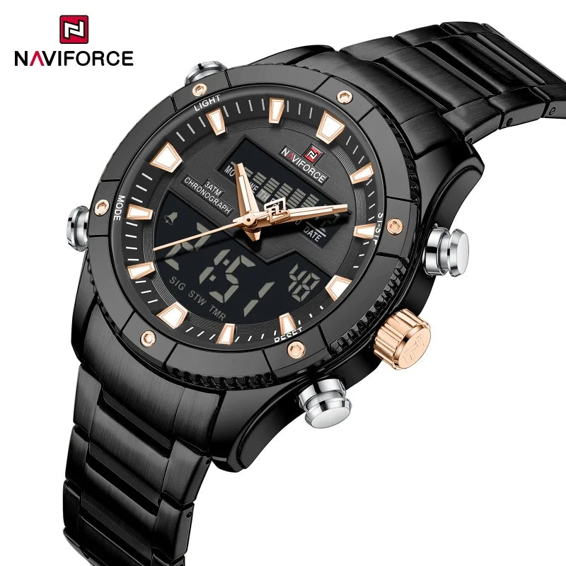 NAVIFORCE New Fashion Design Sports Men's Watches Waterproof Auto Day and Date Display Quartz Wristwatches