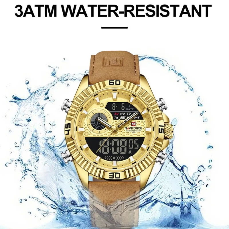 NAVIFORCE Men's Watches Sport Quartz Analog LCD Digital Wristwatch 30m Waterproof Luminous Chronograph Watch for Men Date Clock