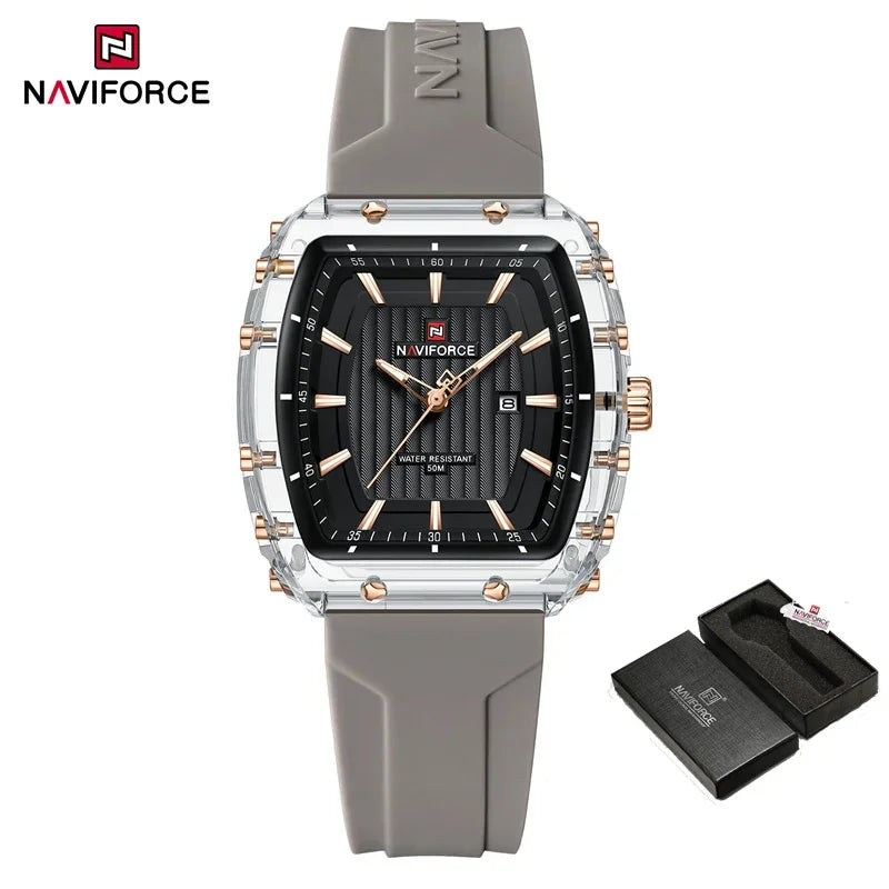 NAVIFORCE Ladies Wristwatches Fashion Comfortable Silicone Strap Date Women's Watches Quality Waterproof Female Luminous Clock