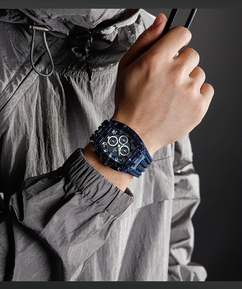 NAVIFORCE Outdoor Quartz Wristwatch for Men Chronograph Auto Date 5ATM Waterproof Silicone Strap Male Casual Fashion Sport Clock