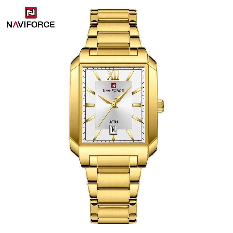 NAVIFORCE Luxury Couple Watch Stainless Steel Lover's Date Watches Quartz WristWatch For Women Men Simple Waterproof Clock Gift