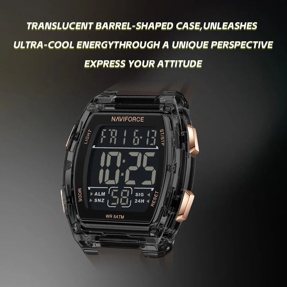 NAVIFORCE Men's Watch Alloy Dial Analog LCD Digital Display Sport Waterproof Quartz Wristwatch Date Chronograph Luminous Clock