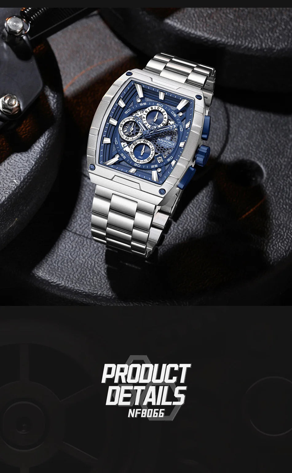 NAVIFORCE Man Watch Luxury Waterproof Stainless Steel Quartz Men's Watches Sports Auto Date Wristwatch Chronograph Simple Clocks