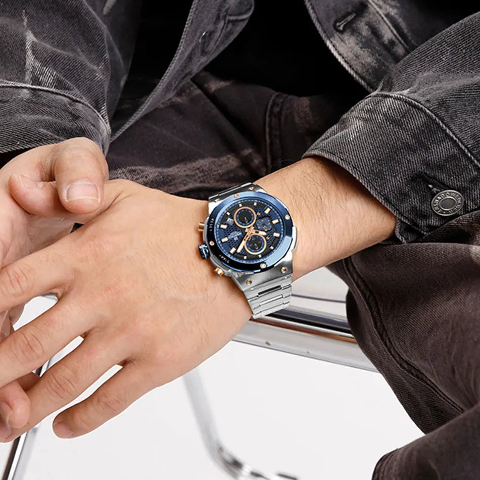 NAVIFORCE Luxury Brand Business Casual Watch Sports Multifunctional Chronograph Watches Mens Quartz Stainless Steel Wristwatches