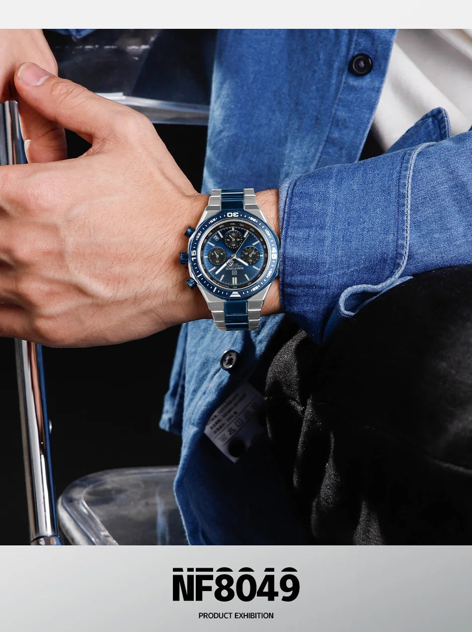 NAVIFORCE 2024 New Men Watch Waterproof Business Casual Date Luminous Quartz Wristwatch Chronograph Stainless Steel Strap Clock