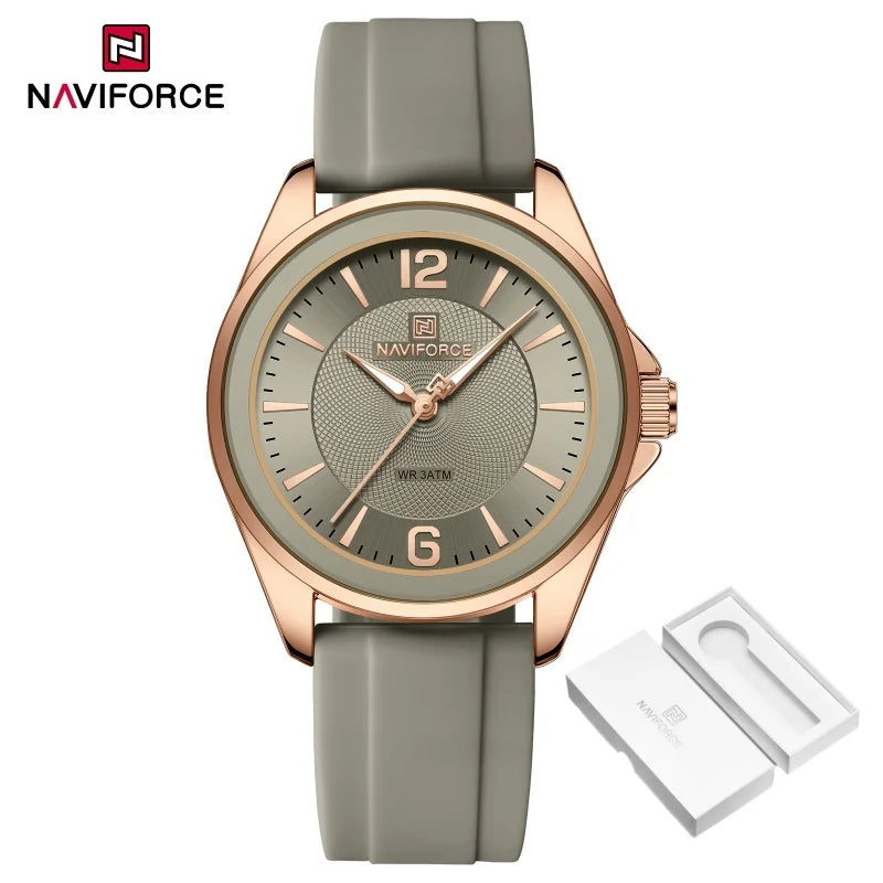 NAVIFORCE Original Women's Watches Classic Round Dial Silicone Strap 3ATM Waterproof Luxury Watch for Women Give for girls gifts