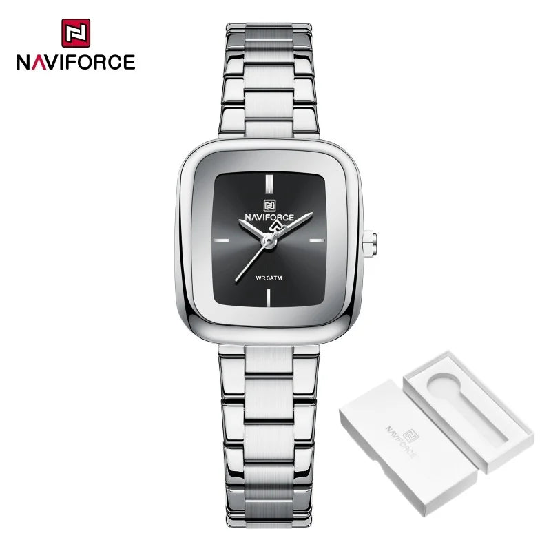 NAVIFORCE Unique Square Watches for Women 30M Waterproof Women's Stainless Steel Watches Sports Fashion Ultra Light Girls' Watch