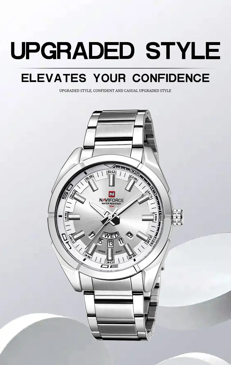NAVIFORCE Classic Casual Watch for Men Stainless Steel Sport Waterproof Male Watches Quartz Date Display Clock Relogio Masculino