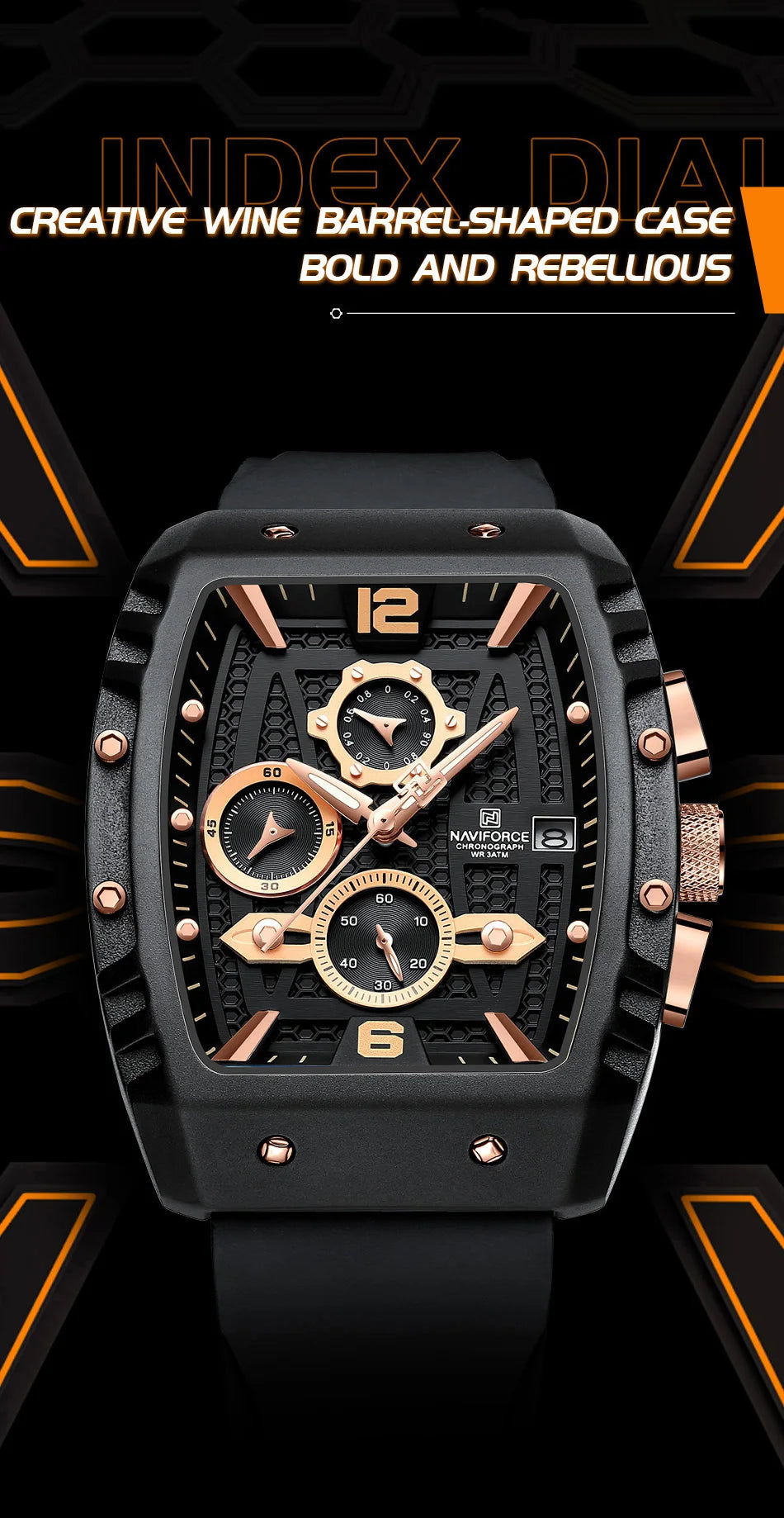 NAVIFORCE Brand New Design Men's Watches Silicone Band Military Quartz Wristwatches Fashion Waterproof Clock Relogio Masculino