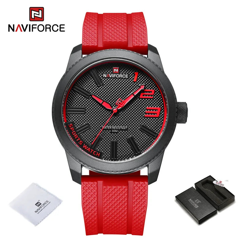 NAVIFORCE Luxury Silicone Strap Mens Watches Waterproof Sport Quartz Military Watch Men Clock Relogio Masculino 2022 New Arrival