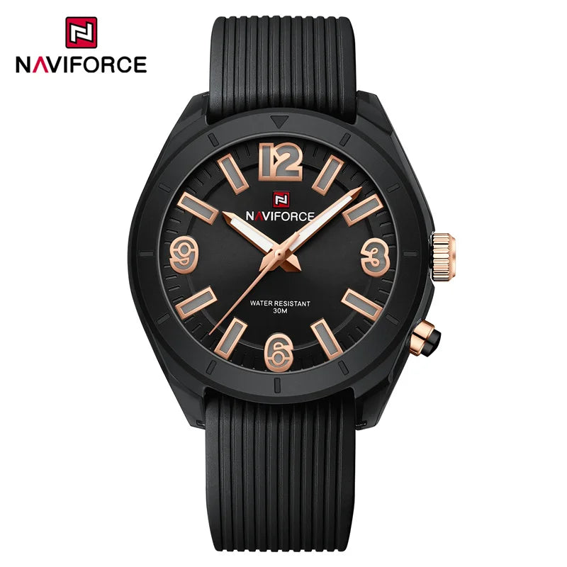 NAVIFORCE Women's Waterproof Watch Fashion Casual Luminous Display Quartz Wristwatch with Silicone Band Reloj Mujer High Quality
