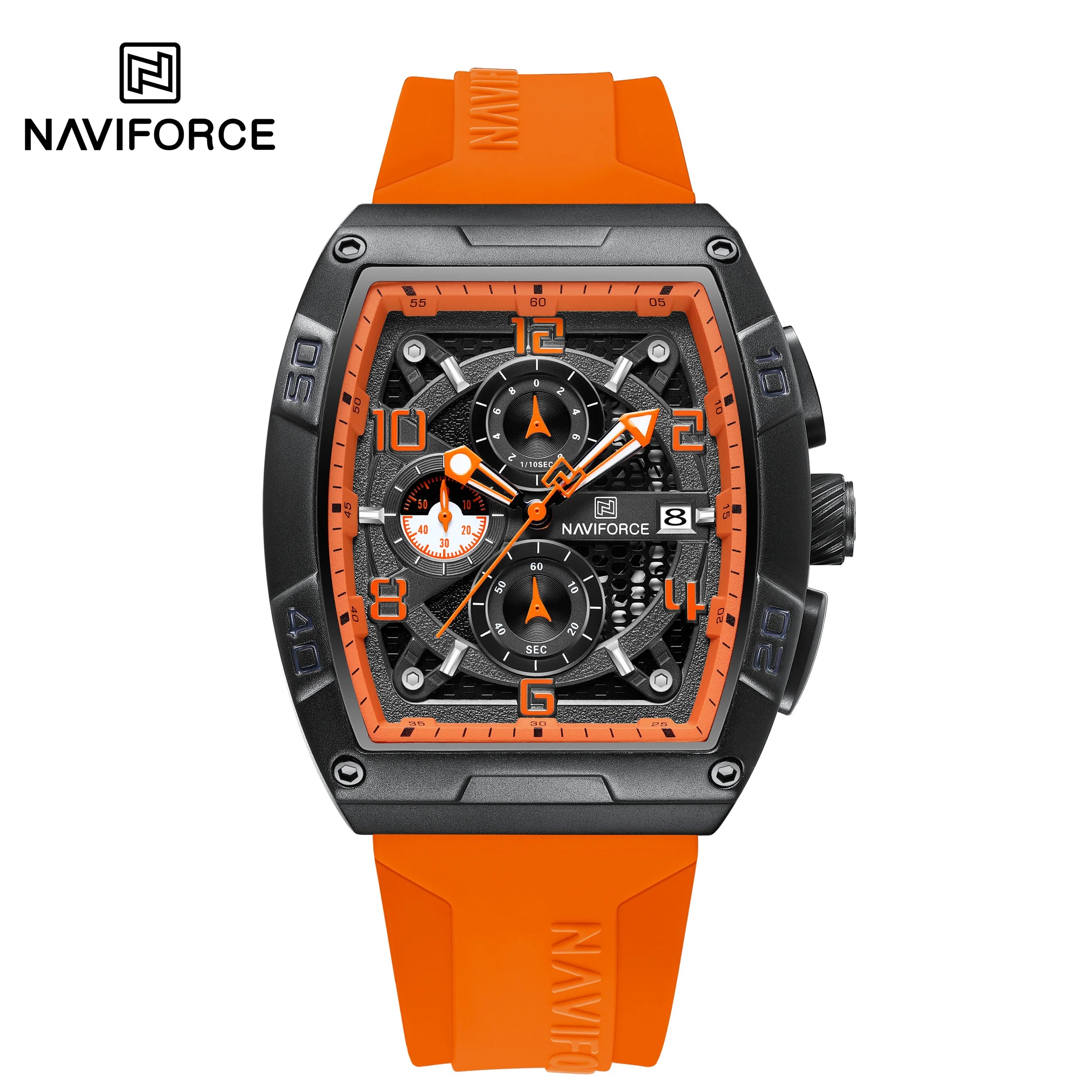 Fashion Brand NAVIFORCE  Men Gold Design Quartz Watches Casual Male  Wrist Watch Large Dia Multi-function PU Waterproof Clock