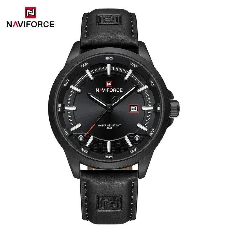 NAVIFORCE Watches For Men Quartz Auto Date Waterproof Leather Strap Male Casual Fashion Daily Wear Business Man's Clocks NF9248L