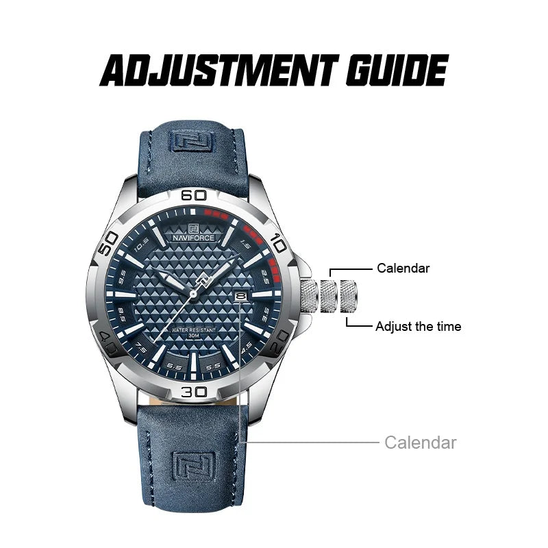 Top Brand NAVIFORCE Male Fashion Luxury WristWatch Men Quartz Watch Sports Shockproof Waterproof Leather Casual Package Gifts