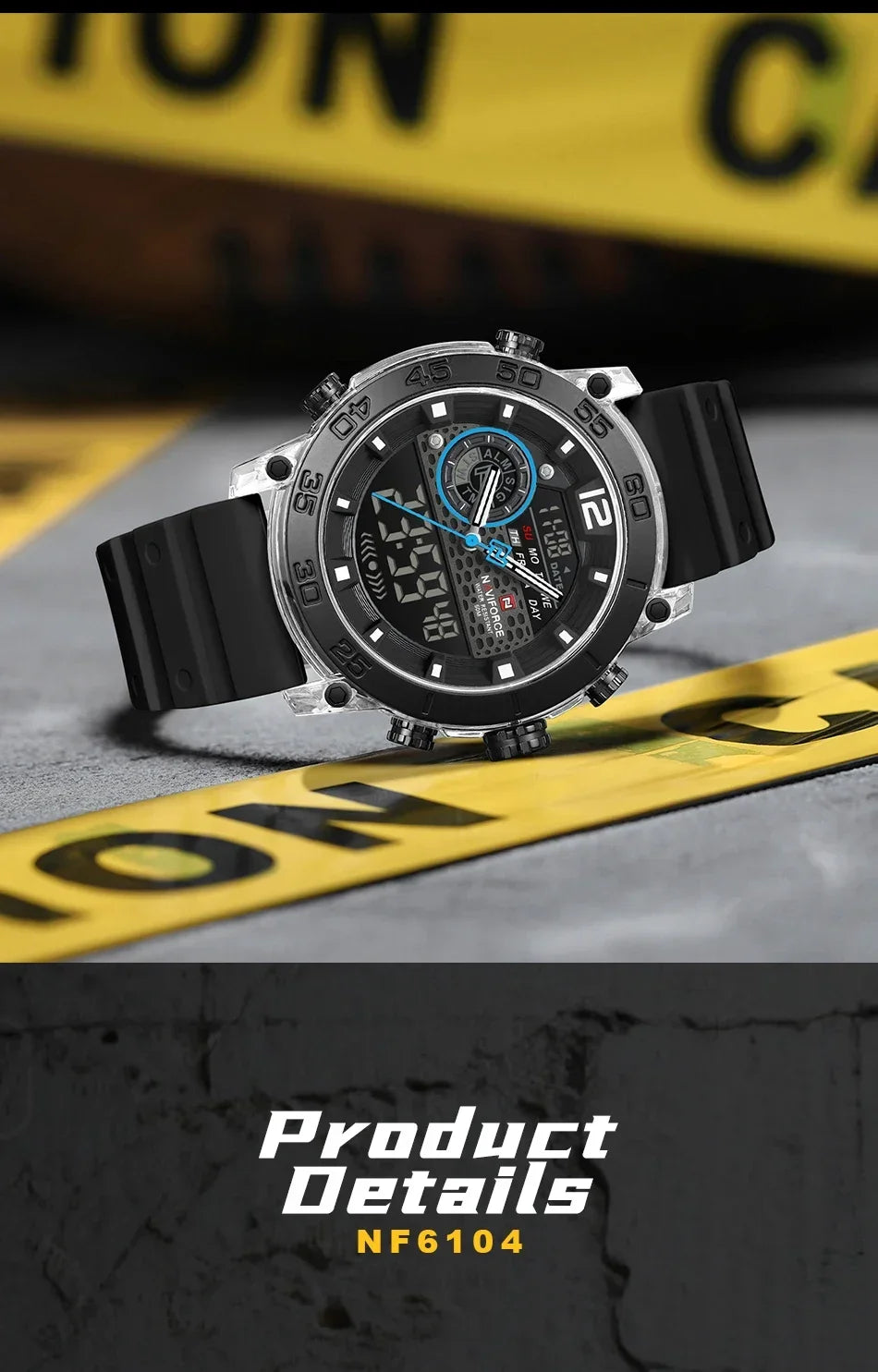 NAVIFORCE High Quality Watches For Men Military Dual Display Sport Waterproof Quartz Digital Wristwatch Auto Dayand Date Clock