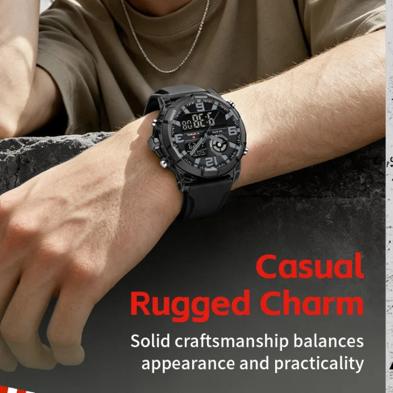 NAVIFORCE Men's Military Quartz Watch Slate Gray Dial White Arabic Numeral Scale 5ATM Waterproof Sports Personality Wristwatches
