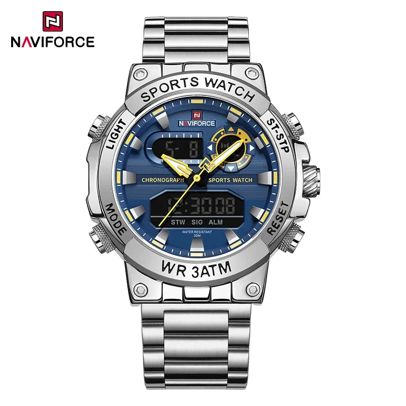 NAVIFORCE Men Military Watch Waterproof Wristwatch Dual Display Quartz Clock Sport Watch Male Big Watches Men Relogios Masculino