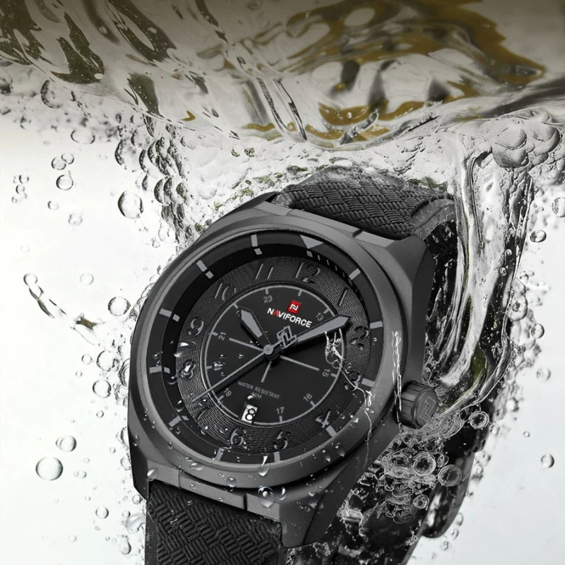 NAVIFORCE Men's Watch 30M Waterproof Quartz Calendar Silicone Strap Luminous Casual Sport Simple Fashion Man Wristwatch Gift Box